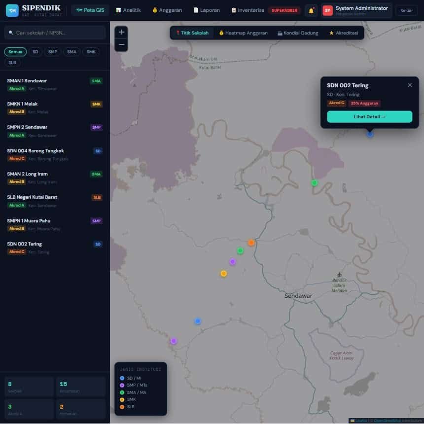 SIPENDIK — sistem pemetaan sekolah berbasis GIS